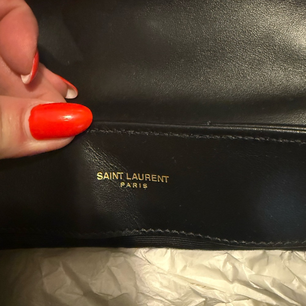 Saint Laurent Black and Gold Quilted Shoulder Bag - Picture 5 of 7